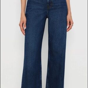 Reformation Dark Blue High-Rise Wide Leg Jeans